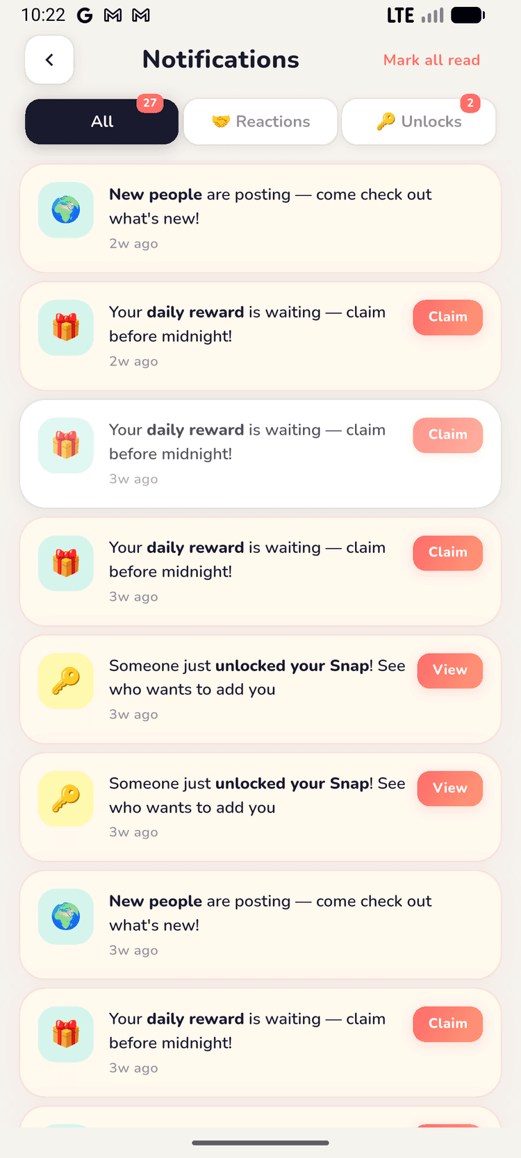 Ayoo notification screen showing community interactions